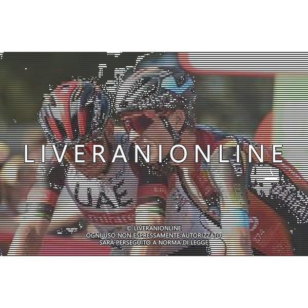 04-09-2021 Vuelta A Espana; Tappa 20 Sanxenxo - Castro De Herville De Mos; 2021, Uae - Emirates; 2021, Bahrain - Victorious; Gibbons, Ryan; Mader, Gino; Castro De Herville De Mos; ©SIROTTI/AGENZIA ALDO LIVERANI SAS