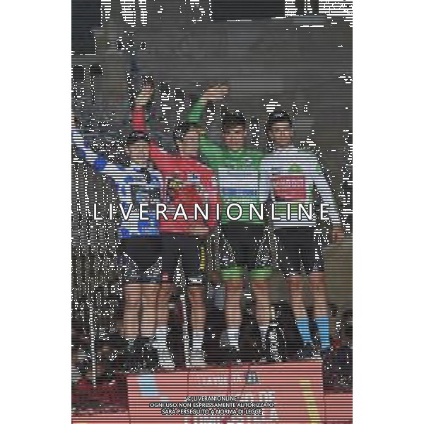 05-09-2021 Vuelta A Espana; Tappa 21 Padron - Santiago De Compostela; 2021, Bahrain - Victorious; 2021, Dsm; 2021, Deceuninck - Quick Step; Roglic, Primoz; Storer, Michale; Jakobsen, Fabio; Mader, Gino; Santiago De Compostela; ©SIROTTI/AGENZIA ALDO LIVERANI SAS