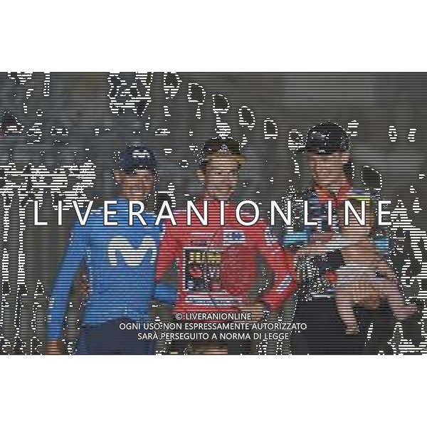 05-09-2021 Vuelta A Espana; Tappa 21 Padron - Santiago De Compostela; 2021, Movistar; 2021, Jumbo - Visma; 2021, Bahrain - Victorious; Roglic, Primoz; Mas, Enric; Haig, Jack; Figlio Haig, Jack; Santiago De Compostela; ©SIROTTI/AGENZIA ALDO LIVERANI SAS