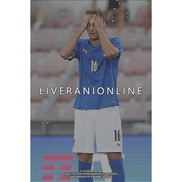 UEFA - Italia Under 21 vs Montenegro under 21- Qualificazioni al Campionato Europeo Under 21 2023 del 07/09/2021 nella foto: delusione Lorenzo Lucca (Italy) ©Claudio Zamagni/Agenzia Aldo Liverani during qualifiers UEFA Championship Under 21 - 2023 match between Italy and Montenegro under 21 on september 07 2021. photo credit by Claudio Zamagni/Aldo Liverani Photo Agency/AGENZIA ALDO LIVERANI SAS