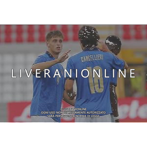 UEFA - Italia Under 21 vs Montenegro under 21- Qualificazioni al Campionato Europeo Under 21 2023 del 07/09/2021 nella foto: Lorenzo Colombo (Italy)Matteo Cancellieri (Italy) ©Claudio Zamagni/Agenzia Aldo Liverani to: during qualifiers UEFA Championship Under 21 - 2023 match between Italy and Montenegro under 21 on september 07 2021. photo credit by Claudio Zamagni/Aldo Liverani Photo Agency/AGENZIA ALDO LIVERANI SAS