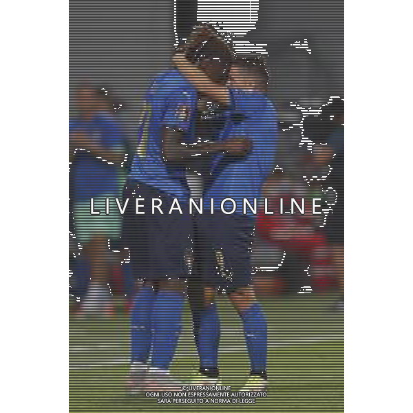 ITALIA vs LITUANIA Qualificazioni Europee del gruppo C ai Mondiali del Qatar 2022 del 08/09/2021 - nella foto: Kean Moise(Italia)- Raspadori Giacomo(Italia)- esultanza dopo il gol ©Claudio Zamagni/Agenzia Aldo Liverani s.a.s. during European Qualifying Round of FIFA World Championship of Qatar 2022 between Italy and Lituania at Mapei Stadium on september 08 2021 in Reggio Emilia photo credit by Claudio Zamagni/Aldo Liverani Photo Agency/AGENZIA ALDO LIVERANI SAS