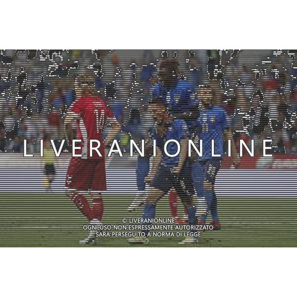 ITALIA vs LITUANIA Qualificazioni Europee del gruppo C ai Mondiali del Qatar 2022 del 08/09/2021 - nella foto: esultanza Raspadori Giacomo(Italia)-Kean Moise(Italia)-dopo il goal di Raspadori Giacomo(Italia)- ©Claudio Zamagni/Agenzia Aldo Liverani s.a.s. during European Qualifying Round of FIFA World Championship of Qatar 2022 between Italy and Lituania at Mapei Stadium on september 08 2021 in Reggio Emilia photo credit by Claudio Zamagni/Aldo Liverani Photo Agency/AGENZIA ALDO LIVERANI SAS
