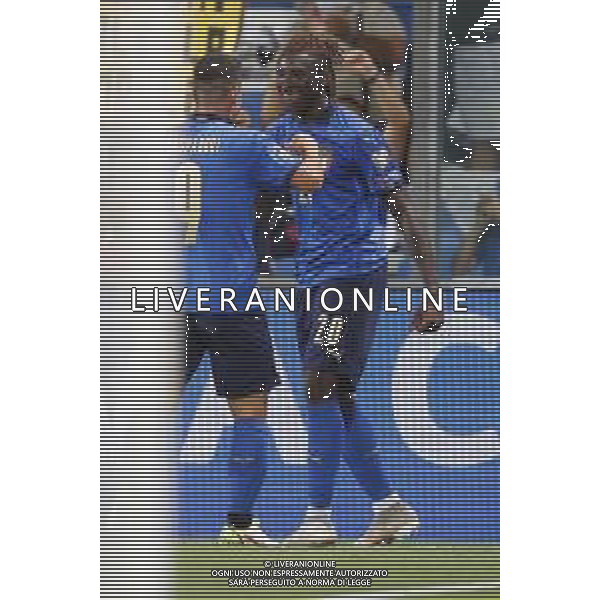 ITALIA vs LITUANIA Qualificazioni Europee del gruppo C ai Mondiali del Qatar 2022 del 08/09/2021 - nella foto: esultanza Kean Moise(Italia)- Raspadori Giacomo(Italia)-dopo il goal ©Claudio Zamagni/Agenzia Aldo Liverani s.a.s. during European Qualifying Round of FIFA World Championship of Qatar 2022 between Italy and Lituania at Mapei Stadium on september 08 2021 in Reggio Emilia photo credit by Claudio Zamagni/Aldo Liverani Photo Agency/AGENZIA ALDO LIVERANI SAS