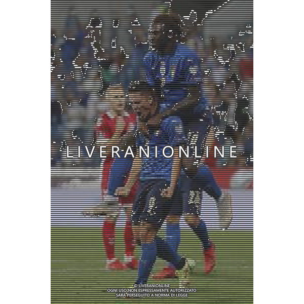 ITALIA vs LITUANIA Qualificazioni Europee del gruppo C ai Mondiali del Qatar 2022 del 08/09/2021 - nella foto: esultanza Raspadori Giacomo(Italia)-Kean Moise(Italia)-dopo il goal di Raspadori Giacomo(Italia)- ©Claudio Zamagni/Agenzia Aldo Liverani s.a.s. during European Qualifying Round of FIFA World Championship of Qatar 2022 between Italy and Lituania at Mapei Stadium on september 08 2021 in Reggio Emilia photo credit by Claudio Zamagni/Aldo Liverani Photo Agency