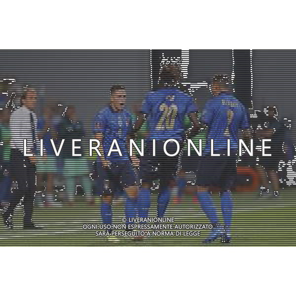 ITALIA vs LITUANIA Qualificazioni Europee del gruppo C ai Mondiali del Qatar 2022 del 08/09/2021 - nella foto: esultanza Raspadori Giacomo(Italia)-dopo il goal ©Claudio Zamagni/Agenzia Aldo Liverani s.a.s. Raspadori Giacomo(Italia)- celebrates after scoring a goal during European Qualifying Round of FIFA World Championship of Qatar 2022 between Italy and Lituania at Mapei Stadium on september 08 2021 in Reggio Emilia photo credit by Claudio Zamagni/Aldo Liverani Photo Agency/AGENZIA ALDO LIVERANI SAS