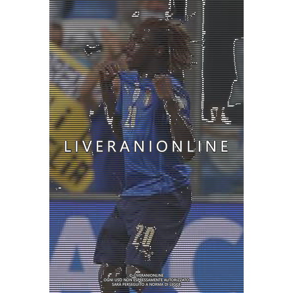 ITALIA vs LITUANIA Qualificazioni Europee del gruppo C ai Mondiali del Qatar 2022 del 08/09/2021 - nella foto: esultanza Kean Moise(Italia)-dopo il goal ©Claudio Zamagni/Agenzia Aldo Liverani s.a.s. Kean Moise(Italia)- celebrates after scoring a goal during European Qualifying Round of FIFA World Championship of Qatar 2022 between Italy and Lituania at Mapei Stadium on september 08 2021 in Reggio Emilia photo credit by Claudio Zamagni/Aldo Liverani Photo Agency/AGENZIA ALDO LIVERANI SAS