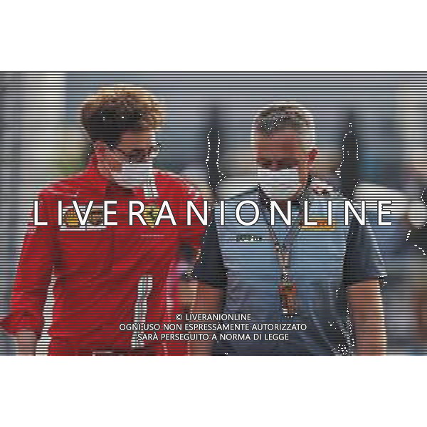(L to R): Mattia Binotto (ITA) Ferrari Team Principal with Mario Isola (ITA) Pirelli Racing Manager. 11.09.2021. Formula 1 World Championship, Rd 14, Italian Grand Prix, Monza, Italy, Sprint Day. - www.xpbimages.com, EMail: requests@xpbimages.com © Copyright: Moy / XPB Images/ AGENZIA ALDO LIVERANI SAS - ITALY ONLY EDITORIAL USE ONLY