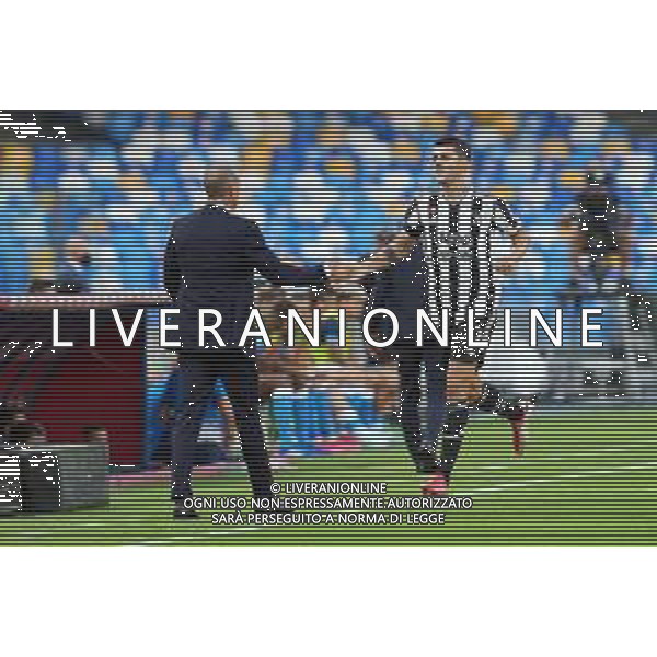 NAPOLI - JUVENTUS CAMPIONATO CALCIO SERIE A TIM 11.09.2021 NELLA FOTO esultanza dopo il gol di Alvaro Borja Morata con Massimiliano Allegri ©MOSCA/ AGENZIA ALDO LIVERANI SAS