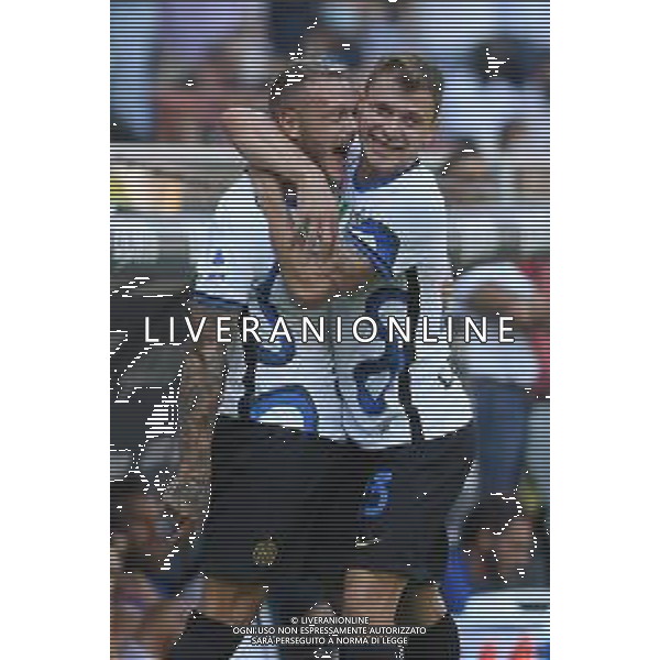 Genova 12.09.2021 Stadio Luigi Ferraris Sampdoria vs Inter Campionato Serie A 2021/2022 ©Manuela Viganti/Agenzia Aldo Liverani Nella foto: esultanza federico di marco nicolo\' barella dopo il gol ©VIGANTI/ AGENZIA ALDO LIVERANI SAS