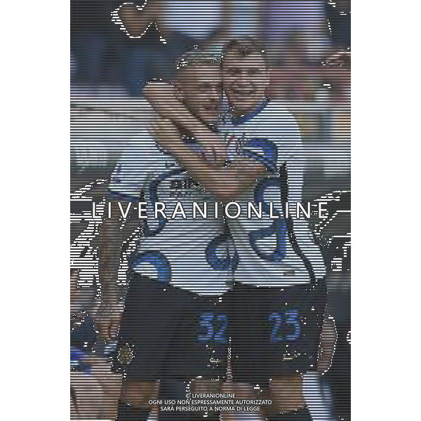 Genova 12.09.2021 Stadio Luigi Ferraris Sampdoria vs Inter Campionato Serie A 2021/2022 ©Manuela Viganti/Agenzia Aldo Liverani Nella foto: esultanza federico di marco nicolo\' barella dopo il gol ©VIGANTI/ AGENZIA ALDO LIVERANI SAS