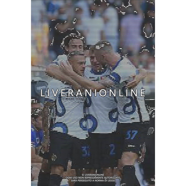 Genova 12.09.2021 Stadio Luigi Ferraris Sampdoria vs Inter Campionato Serie A 2021/2022 ©Manuela Viganti/Agenzia Aldo Liverani Nella foto: esultanza federico di marco nicolo\' barella dopo il gol ©VIGANTI/ AGENZIA ALDO LIVERANI SAS