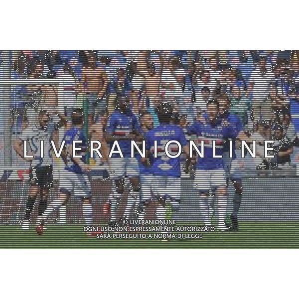 Genova 12.09.2021 Stadio Luigi Ferraris Sampdoria vs Inter Campionato Serie A 2021/2022 ©Manuela Viganti/Agenzia Aldo Liverani Nella foto: esultanza sampdoria dopo il gol di maya yoshida ©VIGANTI/ AGENZIA ALDO LIVERANI SAS