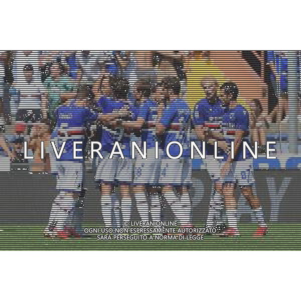 Genova 12.09.2021 Stadio Luigi Ferraris Sampdoria vs Inter Campionato Serie A 2021/2022 ©Manuela Viganti/Agenzia Aldo Liverani Nella foto: esultanza sampdoria dopo il gol di maya yoshida ©VIGANTI/ AGENZIA ALDO LIVERANI SAS