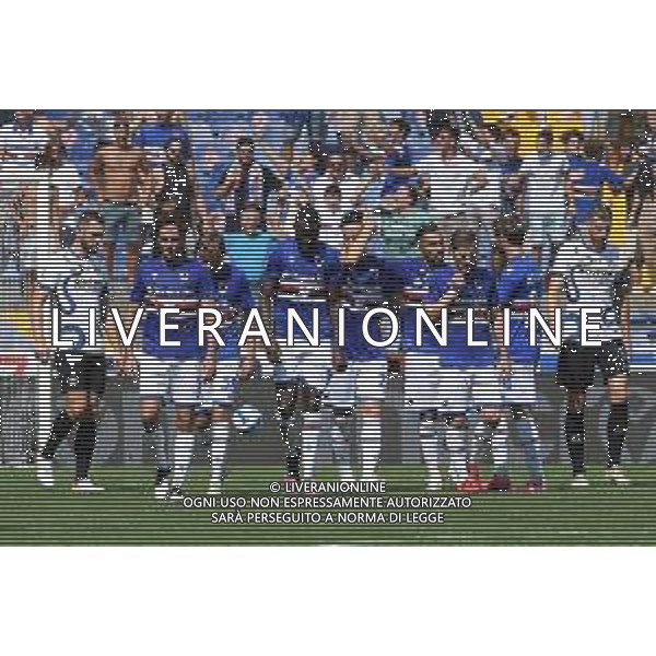 Genova 12.09.2021 Stadio Luigi Ferraris Sampdoria vs Inter Campionato Serie A 2021/2022 ©Manuela Viganti/Agenzia Aldo Liverani Nella foto: esultanza sampdoria dopo il gol di maya yoshida ©VIGANTI/ AGENZIA ALDO LIVERANI SAS