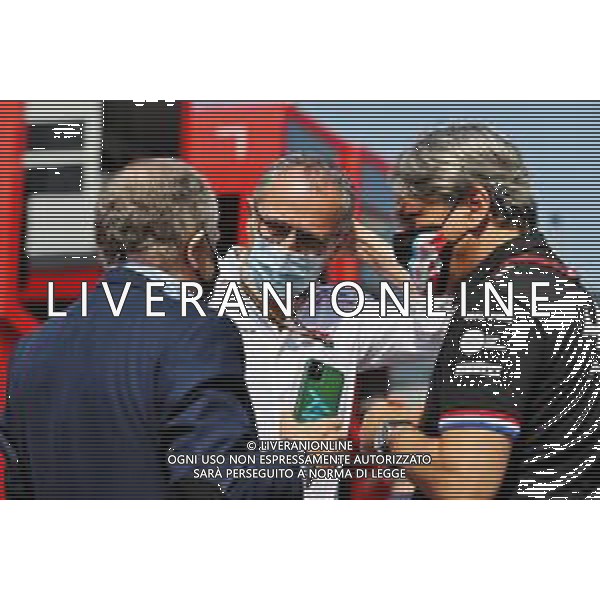 (L to R): Jean Todt (FRA) FIA President with Stefano Domenicali (ITA) Formula One President and CEO and Luca de Meo (ITA) Groupe Renault Chief Executive Officer. 12.09.2021. Formula 1 World Championship, Rd 14, Italian Grand Prix, Monza, Italy, Race Day. - www.xpbimages.com, EMail: requests@xpbimages.com © Copyright: Moy / XPB Images/ AGENZIA ALDO LIVERANI SAS - ITALY ONLY EDITORIAL USE ONLY