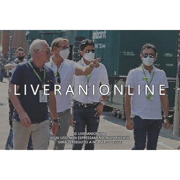 Nasser Al-Khelaifi (QAT) President of Paris Saint-Germain (Second from right). 12.09.2021. Formula 1 World Championship, Rd 14, Italian Grand Prix, Monza, Italy, Race Day. - www.xpbimages.com, EMail: requests@xpbimages.com © Copyright: Moy / XPB Images/ AGENZIA ALDO LIVERANI SAS - ITALY ONLY EDITORIAL USE ONLY