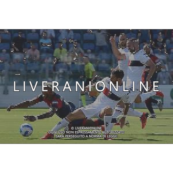 12-9-2021. Cagliari Calcio - Genoa Cricket and Football Club. 3° giornata Serie A calcio 2021-2022. Italia, Sardegna, Cagliari, Stadio Unipol Domus. Salvatore Moi/Aldo Liverani s.a.s. Nella foto: fallo su Joao Pedro Cagliari, con rigore segnato ed esultanza / AGENZIA ALDO LIVERANI SAS