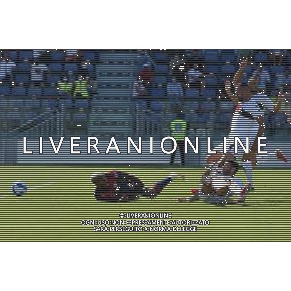 12-9-2021. Cagliari Calcio - Genoa Cricket and Football Club. 3° giornata Serie A calcio 2021-2022. Italia, Sardegna, Cagliari, Stadio Unipol Domus. Salvatore Moi/Aldo Liverani s.a.s. Nella foto: fallo su Joao Pedro Cagliari, con rigore segnato ed esultanza / AGENZIA ALDO LIVERANI SAS