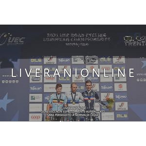 12-09-2021 European Championships Elite; 2021, Bahrain - Victorious; 2021, Deceuninck - Quick Step; 2021, Ag2r - Citroen; Colbrelli, Sonny; Evenepoel, Remco; Cosnefroy, Benoit; Trento; ©SIROTTI / AGENZIA ALDO LIVERANI SAS