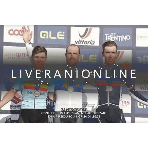 12-09-2021 European Championships Elite; 2021, Bahrain - Victorious; 2021, Deceuninck - Quick Step; 2021, Ag2r - Citroen; Colbrelli, Sonny; Evenepoel, Remco; Cosnefroy, Benoit; Trento; ©SIROTTI / AGENZIA ALDO LIVERANI SAS