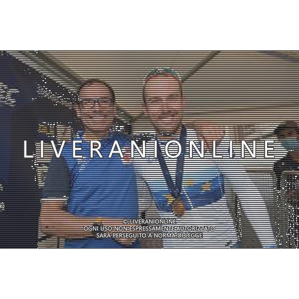 12-09-2021 European Championships Elite; 2021, Bahrain - Victorious; Colbrelli, Sonny; Cassani, Davide; Trento; ©SIROTTI / AGENZIA ALDO LIVERANI SAS
