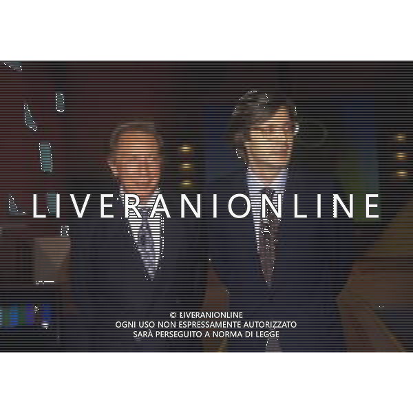 RETROSPETTIVA MIKE BONGIORNO PRESENTATORE TELEVISIVO NELLA FOTO MIKE BONGIORNO CON VITTORIO SGARBI AG ALDO LIVERANI SAS