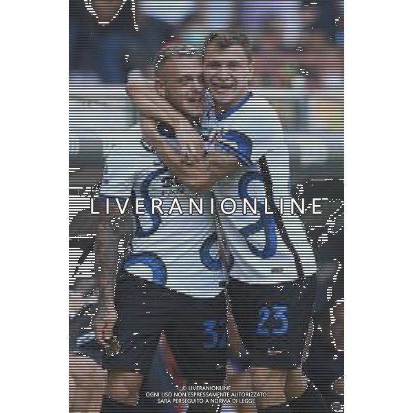 Genova 12.09.2021 Stadio Luigi Ferraris Sampdoria vs Inter Campionato Serie A 2021/2022 ©Manuela Viganti/Agenzia Aldo Liverani Nella foto: esultanza dell\'inter dopo il gol di federico dimarco ©VIGANTI/AGENZIA ALDO LIVERANI SAS