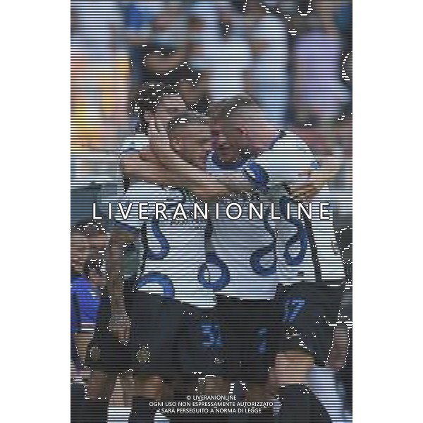 Genova 12.09.2021 Stadio Luigi Ferraris Sampdoria vs Inter Campionato Serie A 2021/2022 ©Manuela Viganti/Agenzia Aldo Liverani Nella foto: esultanza dell\'inter dopo il gol di federico dimarco ©VIGANTI/AGENZIA ALDO LIVERANI SAS