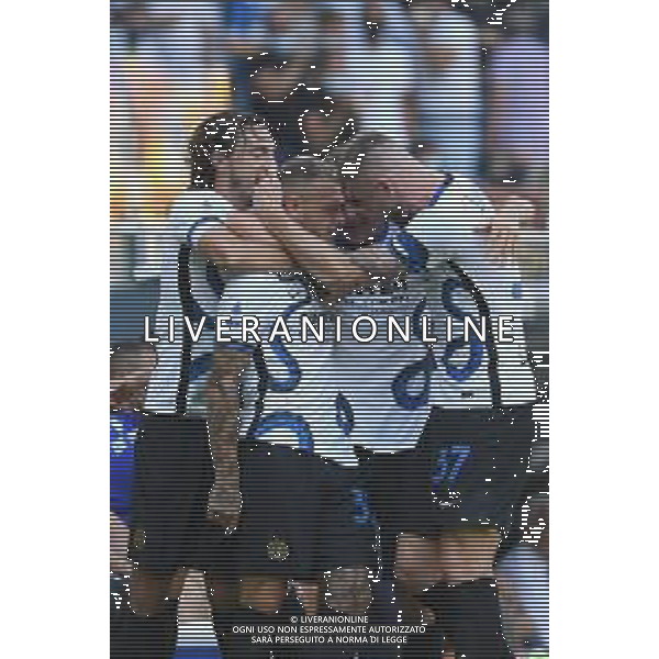 Genova 12.09.2021 Stadio Luigi Ferraris Sampdoria vs Inter Campionato Serie A 2021/2022 ©Manuela Viganti/Agenzia Aldo Liverani Nella foto: esultanza dell\'inter dopo il gol di federico dimarco ©VIGANTI/AGENZIA ALDO LIVERANI SAS