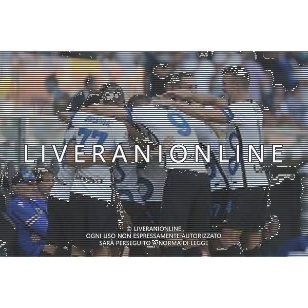 Genova 12.09.2021 Stadio Luigi Ferraris Sampdoria vs Inter Campionato Serie A 2021/2022 ©Manuela Viganti/Agenzia Aldo Liverani Nella foto: esultanza dell\'inter dopo il gol di federico dimarco ©VIGANTI/AGENZIA ALDO LIVERANI SAS