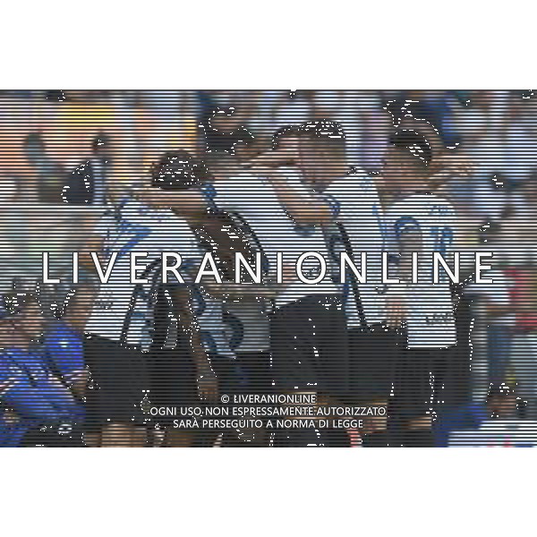 Genova 12.09.2021 Stadio Luigi Ferraris Sampdoria vs Inter Campionato Serie A 2021/2022 ©Manuela Viganti/Agenzia Aldo Liverani Nella foto: esultanza dell\'inter dopo il gol di federico dimarco ©VIGANTI/AGENZIA ALDO LIVERANI SAS