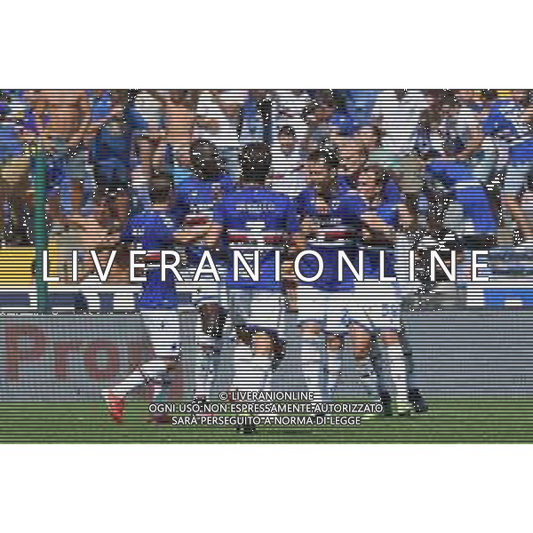 Genova 12.09.2021 Stadio Luigi Ferraris Sampdoria vs Inter Campionato Serie A 2021/2022 ©Manuela Viganti/Agenzia Aldo Liverani Nella foto: esultanza della sampdoria dopo il gol di maya yoshida ©VIGANTI/AGENZIA ALDO LIVERANI SAS