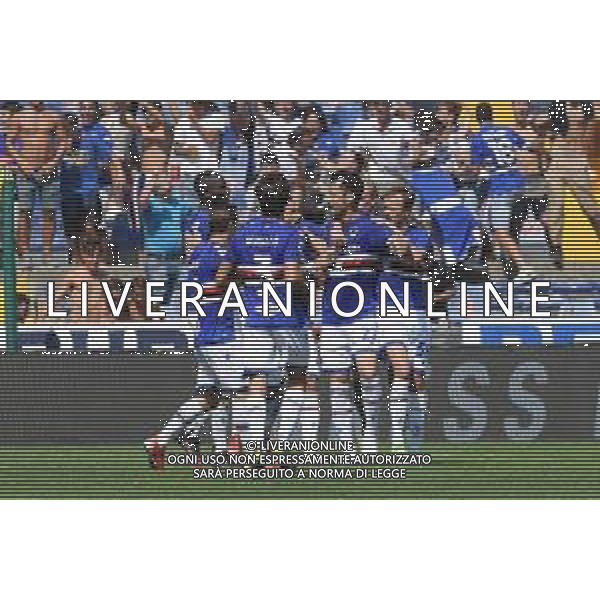 Genova 12.09.2021 Stadio Luigi Ferraris Sampdoria vs Inter Campionato Serie A 2021/2022 ©Manuela Viganti/Agenzia Aldo Liverani Nella foto: esultanza della sampdoria dopo il gol di maya yoshida ©VIGANTI/AGENZIA ALDO LIVERANI SAS