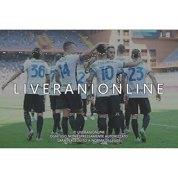 Genova 12.09.2021 Stadio Luigi Ferraris Sampdoria vs Inter Campionato Serie A 2021/2022 ©Manuela Viganti/Agenzia Aldo Liverani Nella foto: esultanza dell\'inter dopo il gol di lautaro martinez ©VIGANTI/AGENZIA ALDO LIVERANI SAS