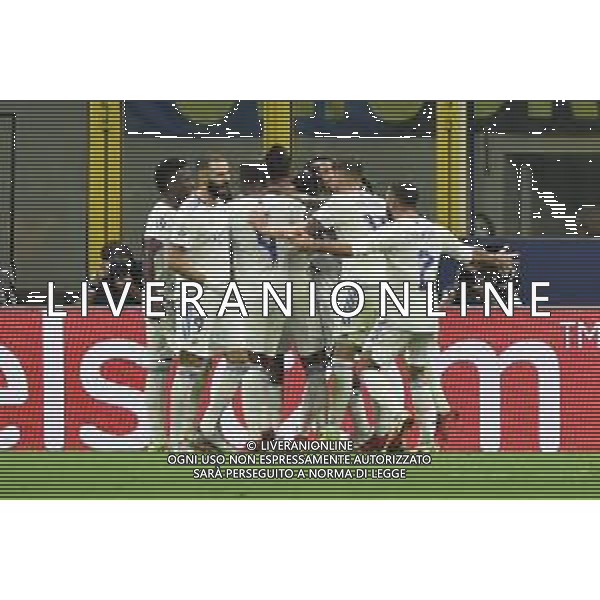 esultanza Real Madrid dopo il gol dell\'1 a 0 Rodrygo Inter vs Real Madrid UEFA Champions League fase a gironi 1a giornata - gruppo D Milano 15-09-2021 Stadio Giuseppe Meazza - San Siro foto Roberto Garavaglia/ag. Aldo Liverani sas / AGENZIA ALDO LIVERANI SAS