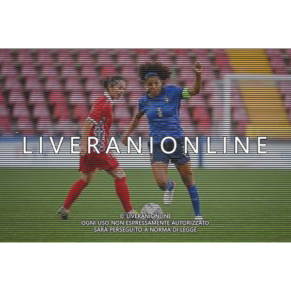 GriffoniE/LMedia - Women&#39;s World Cup 2023 Qualifiers - Italy vs Moldova - FIFA World Cup 17 September 2021 - Nereo Rocco stadium, Trieste, Italy Photo showing: Sara Gama (Italy) in action against Carolina Tabur (Moldova) @GriffoniE/LMedia/AGENZIA ALDO LIVERANI SAS