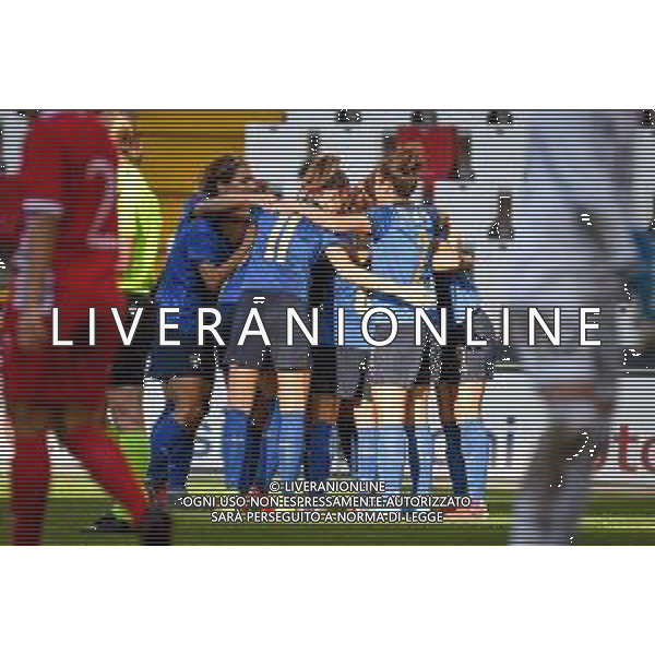 GriffoniE/LMedia - Women&#39;s World Cup 2023 Qualifiers - Italy vs Moldova - FIFA World Cup 17 September 2021 - Nereo Rocco stadium, Trieste, Italy Photo showing: Italy celebrates after scoring a goal 1-0 @GriffoniE/LMedia/AGENZIA ALDO LIVERANI SAS