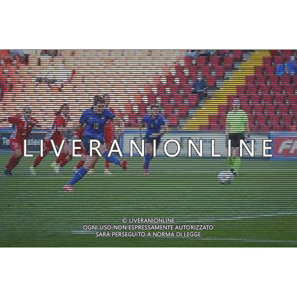 GriffoniE/LMedia - Women&#39;s World Cup 2023 Qualifiers - Italy vs Moldova - FIFA World Cup 17 September 2021 - Nereo Rocco stadium, Trieste, Italy Photo showing: Cristiana Girelli (Italy) scores a goal on penalty 2-0 @GriffoniE/LMedia/AGENZIA ALDO LIVERANI SAS