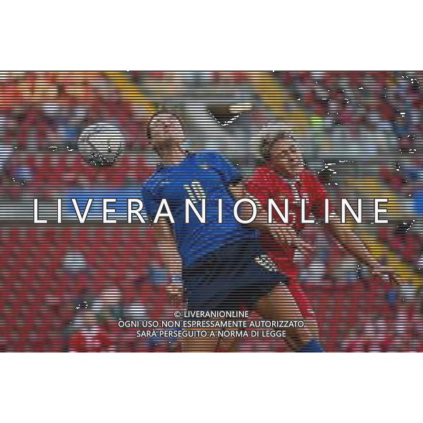 GriffoniE/LMedia - Women&#39;s World Cup 2023 Qualifiers - Italy vs Moldova - FIFA World Cup 17 September 2021 - Nereo Rocco stadium, Trieste, Italy Photo showing: Cristiana Girelli (Italy) in action against Cristina Cerescu (Moldova) @GriffoniE/LMedia/AGENZIA ALDO LIVERANI SAS