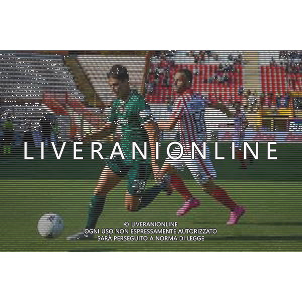 GriffoniE/LMedia - LR Vicenza vs AC Pisa - Campionato di Calcio Serie BKT 2021/2022 18 settembre 2021 - Stadio Romeo Menti, Vicenza, Italia Nella foto: Pietro Beruatto (Pisa) ostacolato da Riccardo Meggiorini (Vicenza) @GriffoniE/LMedia AG ALDO LIVERANI SAS