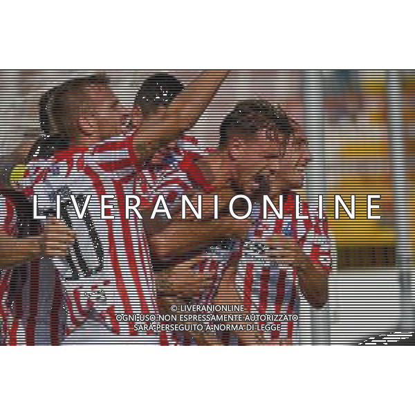 GriffoniE/LMedia - LR Vicenza vs AC Pisa - Campionato di Calcio Serie BKT 2021/2022 18 settembre 2021 - Stadio Romeo Menti, Vicenza, Italia Nella foto: Federico Proia (Vicenza) esulta dopo aver segnato il gol 1-0 con i compagni @GriffoniE/LMedia AG ALDO LIVERANI SAS