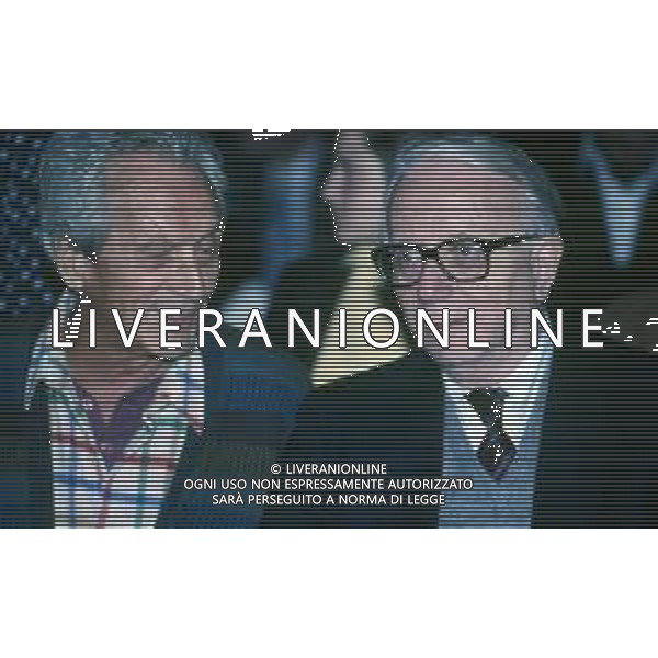RETROSPETTIVA ENZO BIAGI GIORNALISTA E SCRITTORE E CONDUTTORE TELEVISIVO NELLA FOTO ENZO BIAGI CON OTTAVIO MISSONI AG ALDO LIVERANI SAS