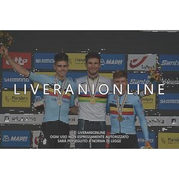 19-09-2021 World Championships Elite Cronometro; 2021, Ineos Grenadiers; 2021, Jumbo - Visma; 2021, Deceuninck - Quick Step; Ganna, Filippo; Van Aert, Wout; Evenepoel, Remco; Brugge; ©SIROTTI / AGENZIA ALDO LIVERANI SAS
