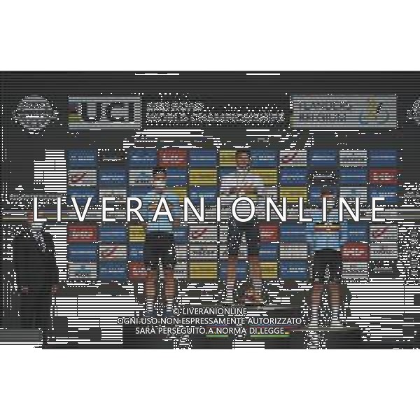 19-09-2021 World Championships Elite Cronometro; 2021, Ineos Grenadiers; 2021, Jumbo - Visma; 2021, Deceuninck - Quick Step; Ganna, Filippo; Van Aert, Wout; Evenepoel, Remco; Di Rocco, Renato; Brugge; ©SIROTTI / AGENZIA ALDO LIVERANI SAS