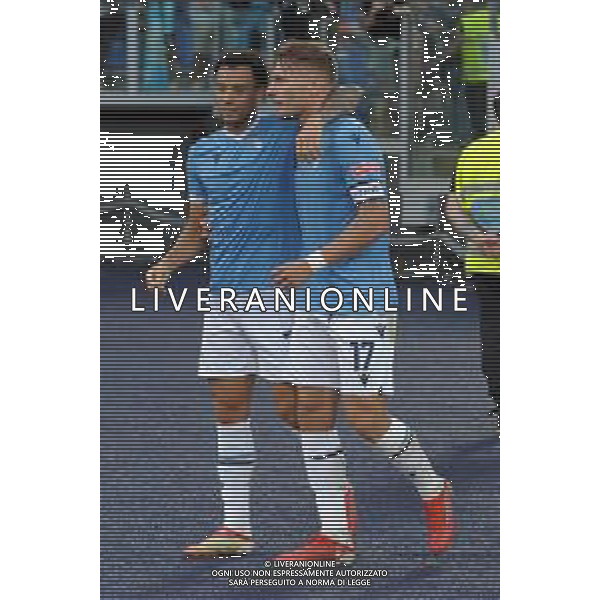 Lazio vs Cagliari Campionato Serie A TIM - 4 giornata Stadio Olimpico - Roma 19-09-2021 nella foto Esultanza Ciro Immobile dopo il gol con Felipe Anderson ©Federico Gaetano/ AGENZIA ALDO LIVERANI SAS
