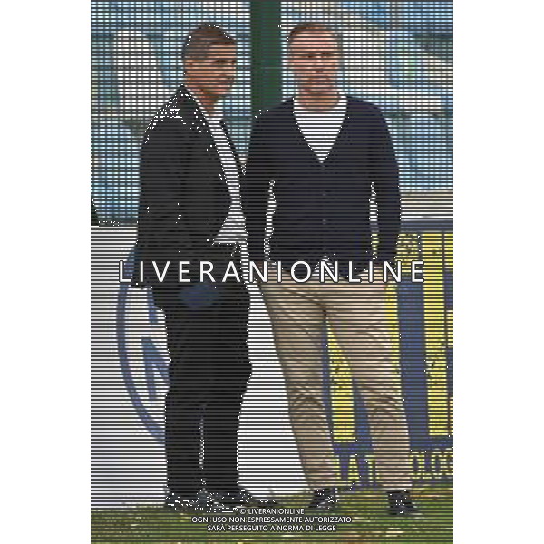 © TVRG Aladino Valoti SX e Michele Marcolini DX rispettivamente direttore sportivo e allenatore dell\'AlbinoLeffe AlbinoLeffe vs Mantova Campionato Serie C girone A - 4a giornata Gorgonzola (MI) 19-09-2021 Stadio Citta\' di Gorgonzola foto Roberto Garavaglia/ag. Aldo Liverani sas