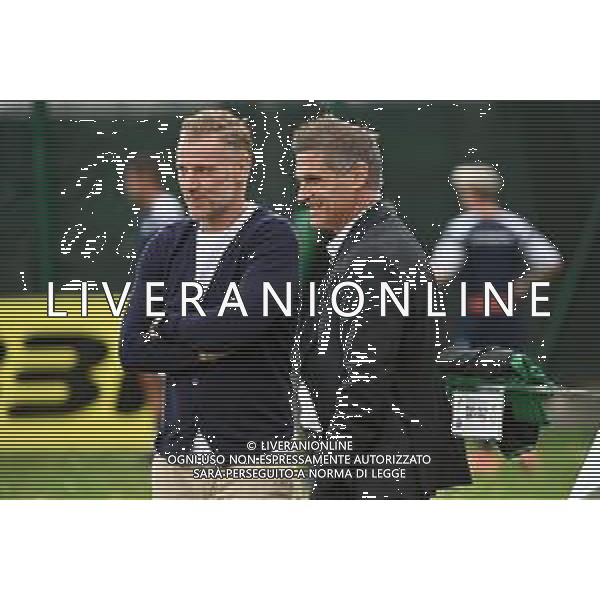 © TVRG Michele Marcolini SX e Aladino Valoti DX rispettivamente allenatore e direttore sportivo e dell\'AlbinoLeffe AlbinoLeffe vs Mantova Campionato Serie C girone A - 4a giornata Gorgonzola (MI) 19-09-2021 Stadio Citta\' di Gorgonzola foto Roberto Garavaglia/ag. Aldo Liverani sas