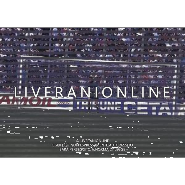 RETROSPETTIVA FABRIZIO FERRON CALCIATORE NELLA FOTO FABRIZIO FERRON CON LA MAGLIA DELL\'ATALANTA CALCIO AG ALDO LIVERANI SAS