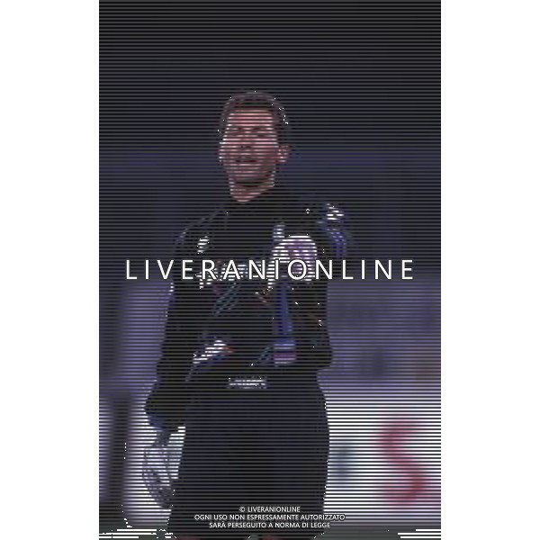 RETROSPETTIVA FABRIZIO FERRON CALCIATORE NELLA FOTO FABRIZIO FERRON CON LA MAGLIA DELL\'ATALANTA CALCIO AG ALDO LIVERANI SAS
